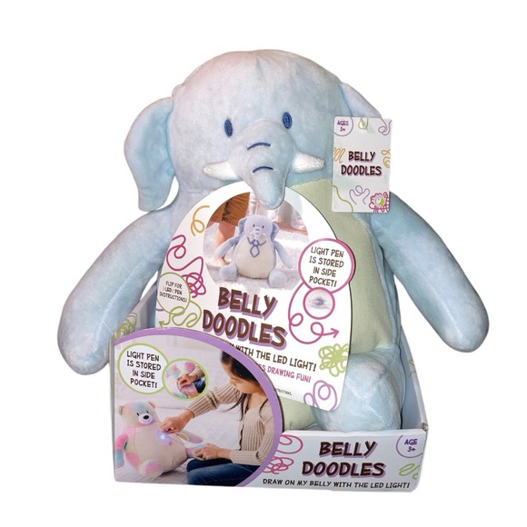 Animal Adventures Belly Doodles Plush Elephant With Pen - Picture 5 of 9